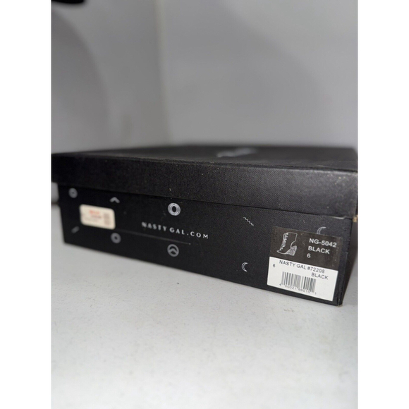 New Nasty Gal Black Embellished Stud Wedge Booties Lace Up 6M - Picture 3 of 14